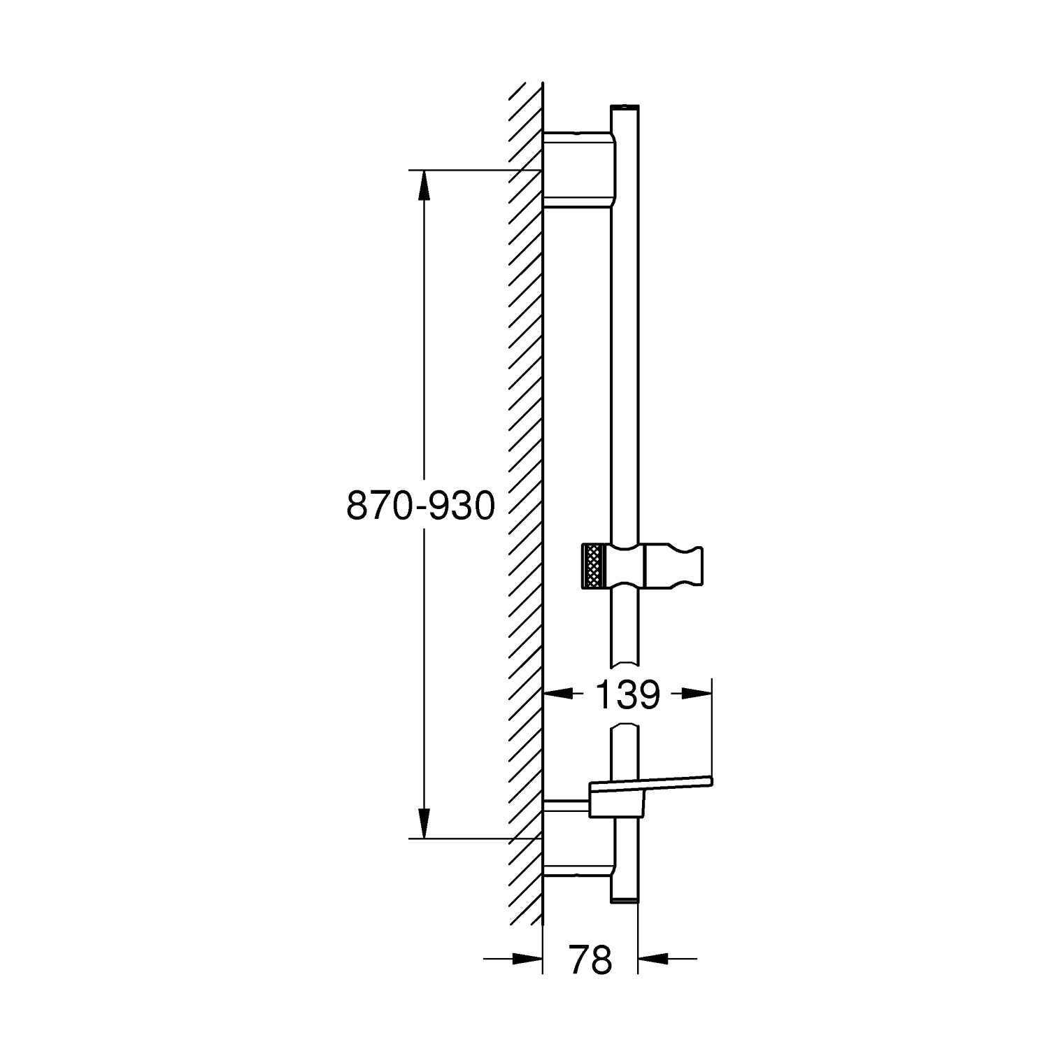 Rainshower SmartActive, Brusestang, 900 mm