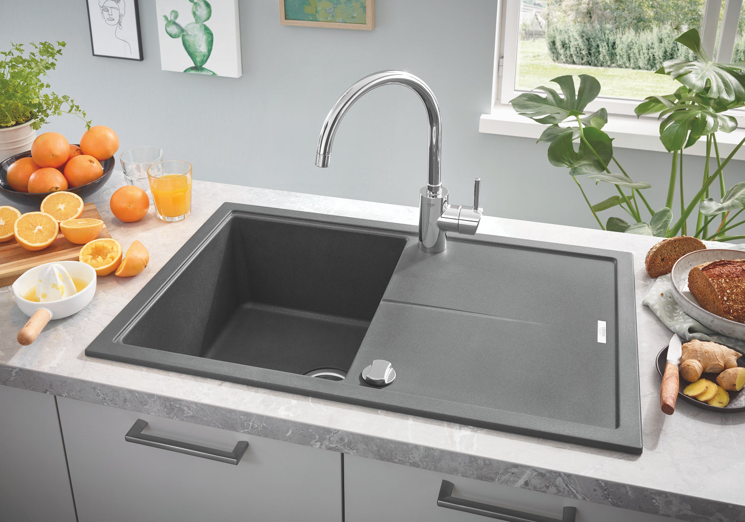 Grohe Concetto, etgrebs-køkkenbatteri, højt udløb, Grohe Zero