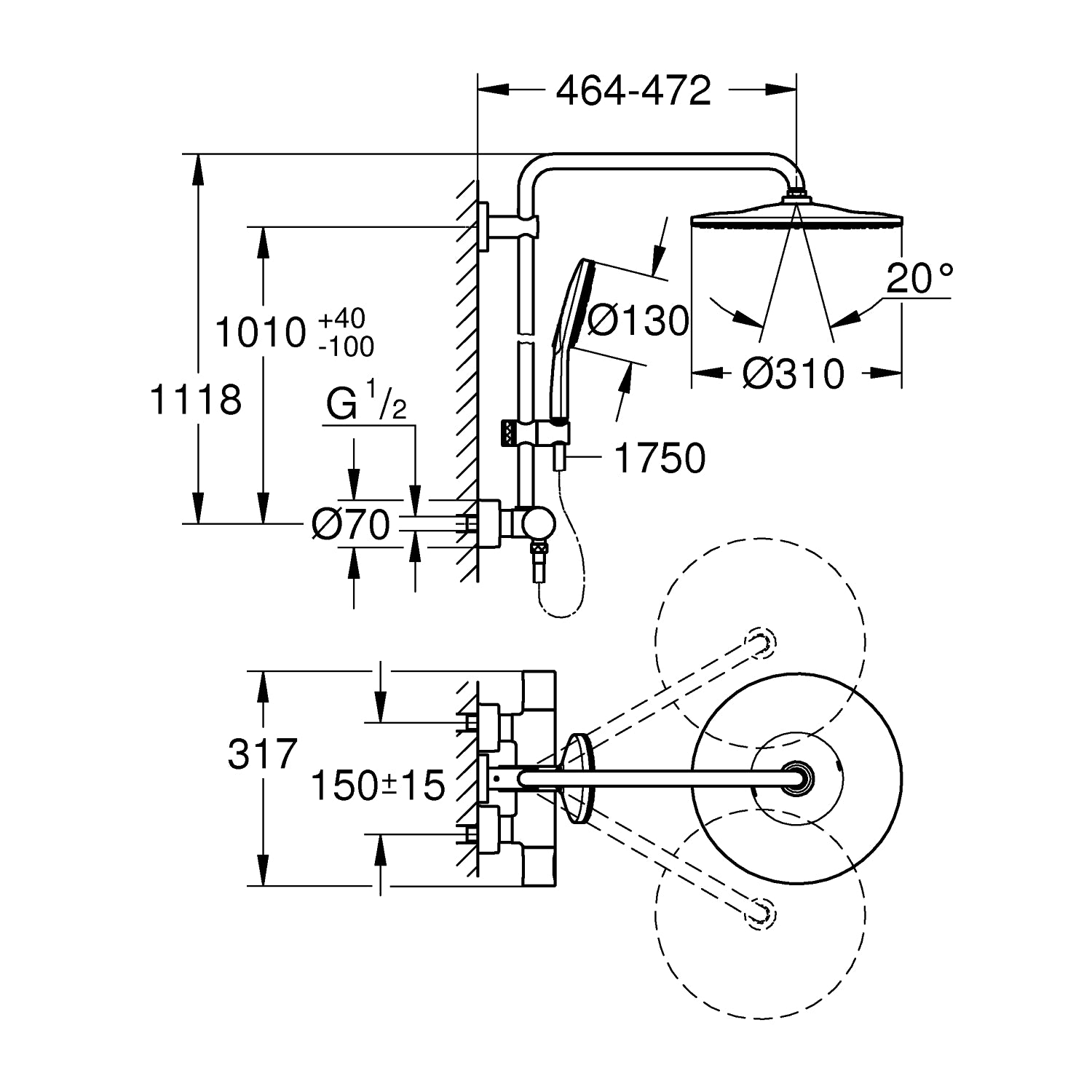 Rainshower Smartactive 310 brusesystem
