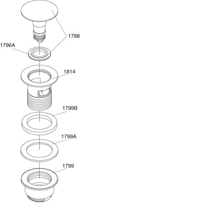 Vola A62-40 1.1/4" bundventil med push up ventil
