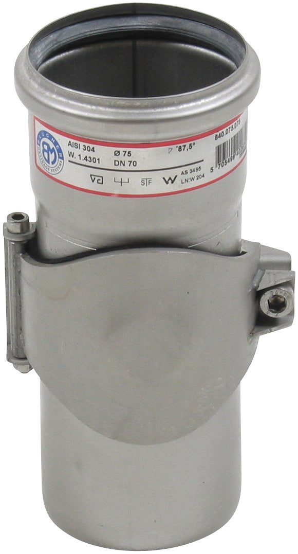 75 mm Rør med renseadgang rustfri AISI304/EN1.4301 BLÜCHER