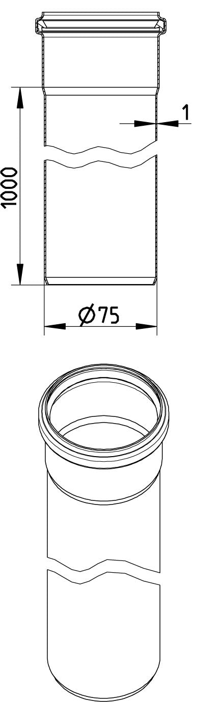 Ø 75 x 1000 mm Rør syrefast AISI316L/EN1.4404 BLÜCHER