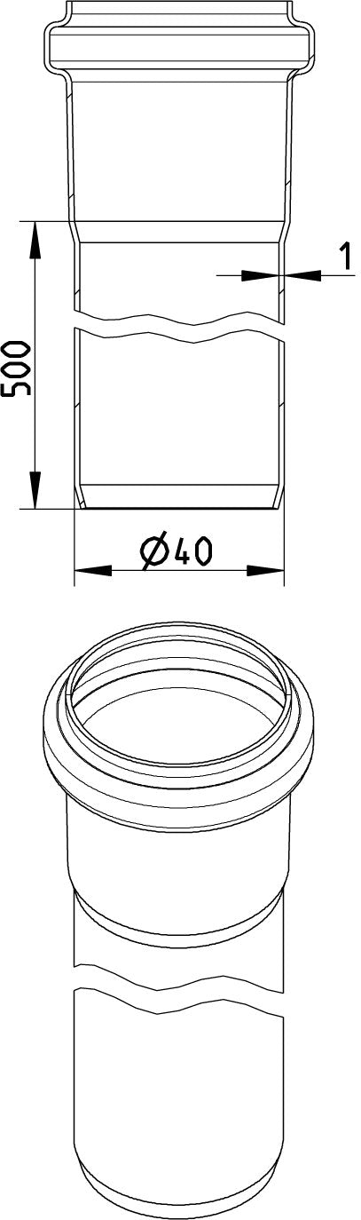 Ø 40 x 500 mm Rør rustfri AISI304/EN1.4301 BLÜCHER