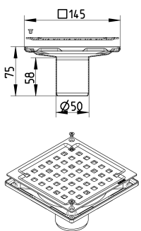 BLÜCHER 50 mm afløbsskål til beton, uden studs, lodret