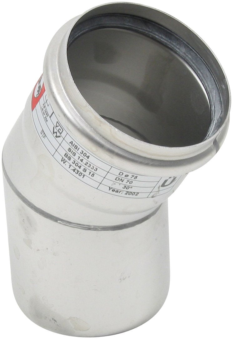 BØJNING 30 GRADER Ø75MM AISI304