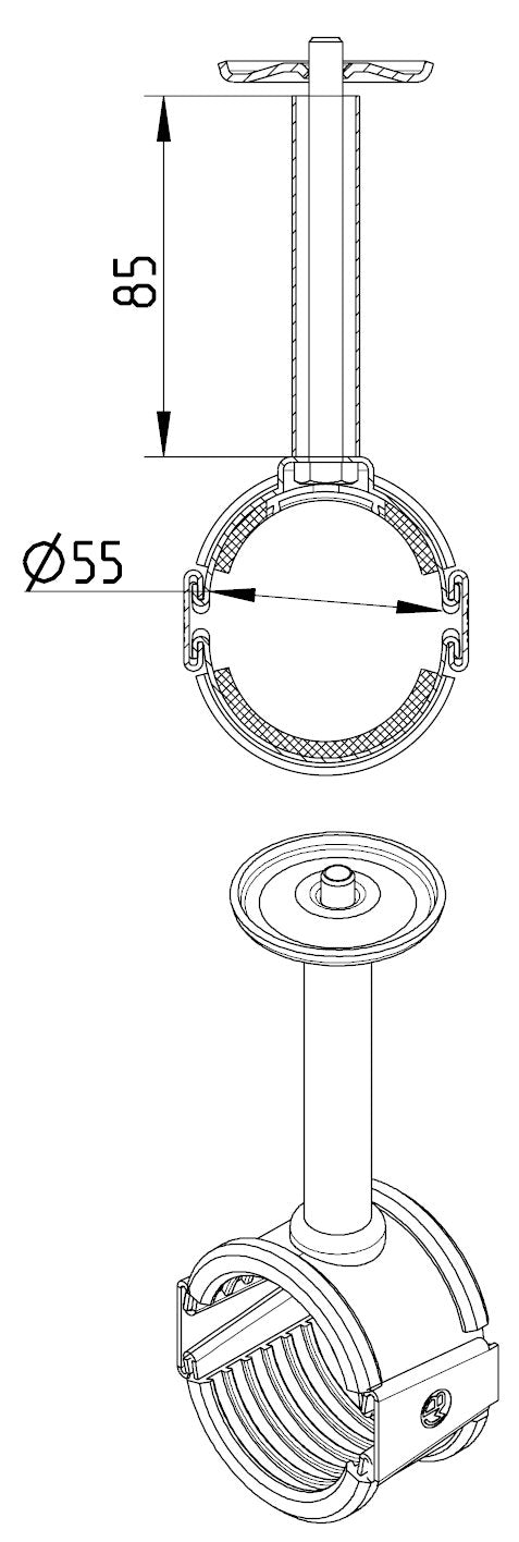 rørbærer med tpe gummi, ø50mm