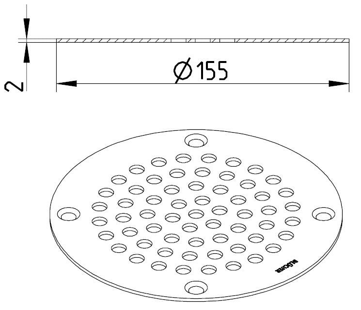 155 mm BLÜCHER rustfri rist rund