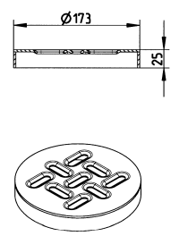 3 mm rist CIRCLE- Rist: Ø173mm- Syrefast stål: AISI316L/EN1.4404