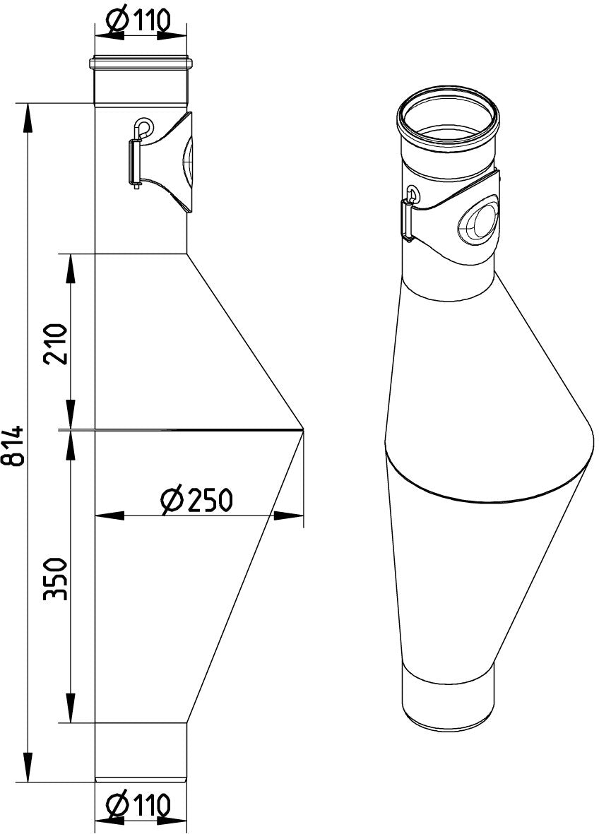 ROTTESTOP MED RENSELÅG Ø110/110MM