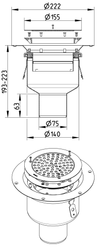 BLÜCHER 75 mm afløbsskål til vinyl, uden studs, lodret, flex