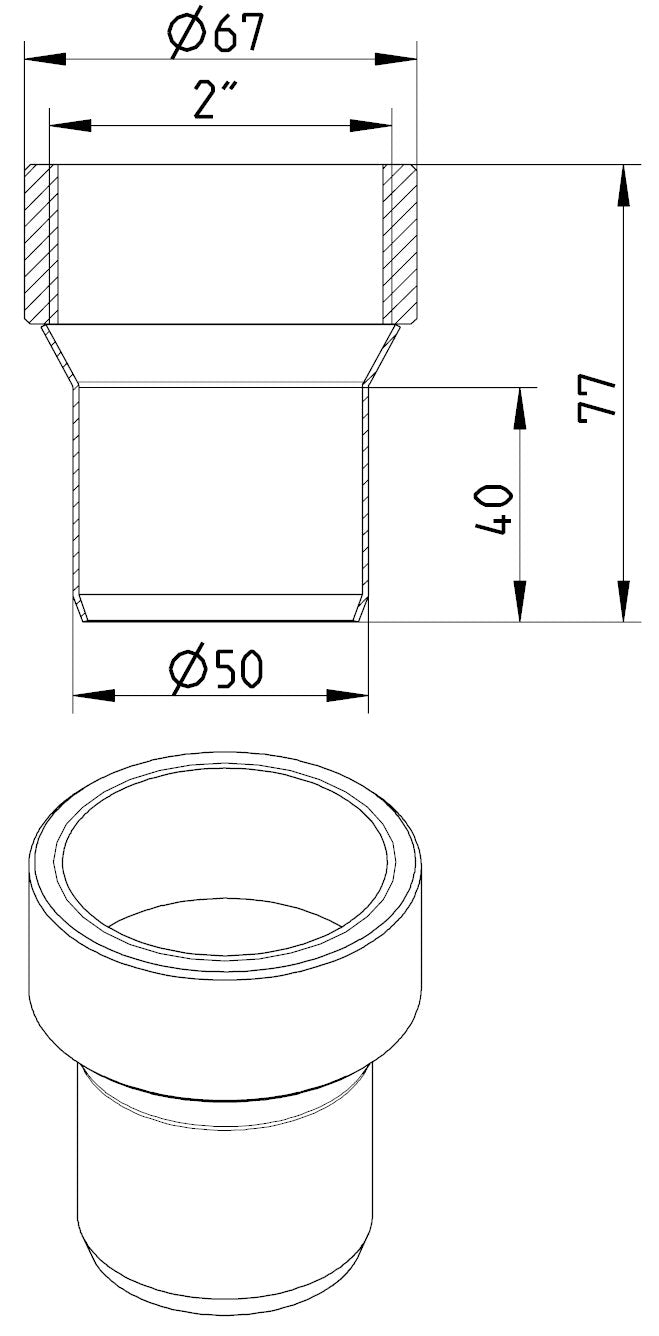 overgang indv gevind ø2"/50mm