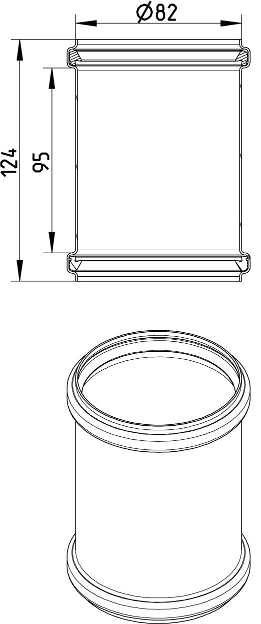 82 mm Skydemuffe syrefast AISI316L/EN1.4404 BLÜCHER