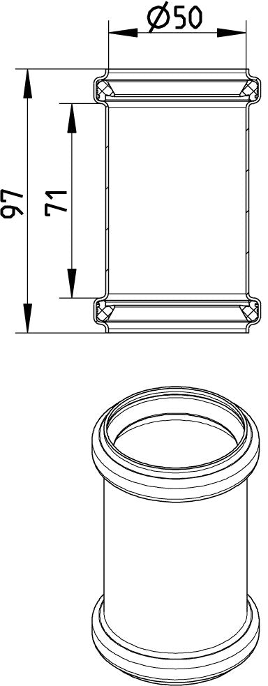 50 mm Skydemuffe syrefast AISI316L/EN1.4404 BLÜCHER