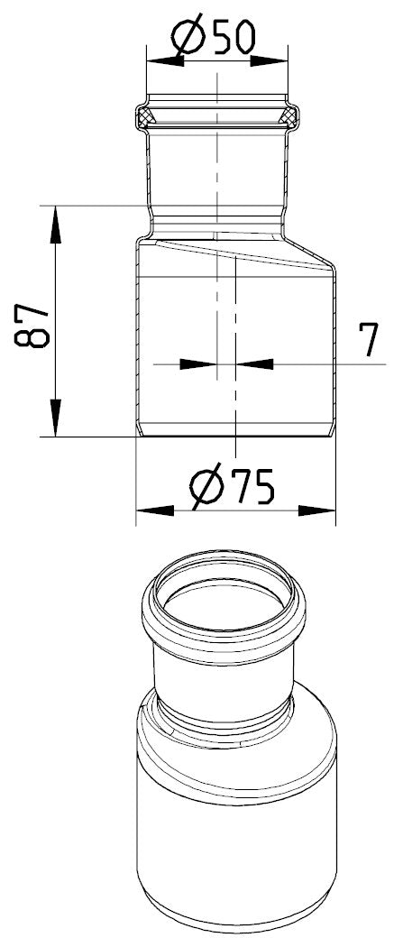 75 x 50 mm Overgang excentrisk syrefast AISI316L BLÜCHER