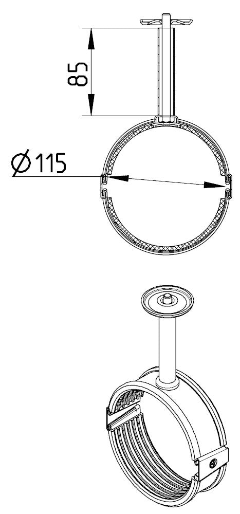 110 mm Rørbærer med TPE gummi rustfri AISI304/EN1.4301 BLÜCHER