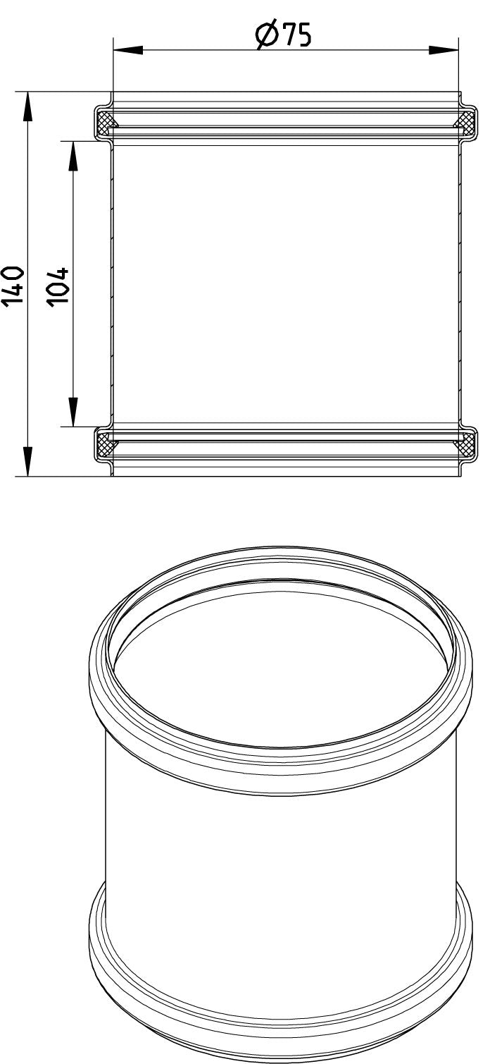 125 mm Skydemuffe syrefast AISI316L/EN1.4404 BLÜCHER