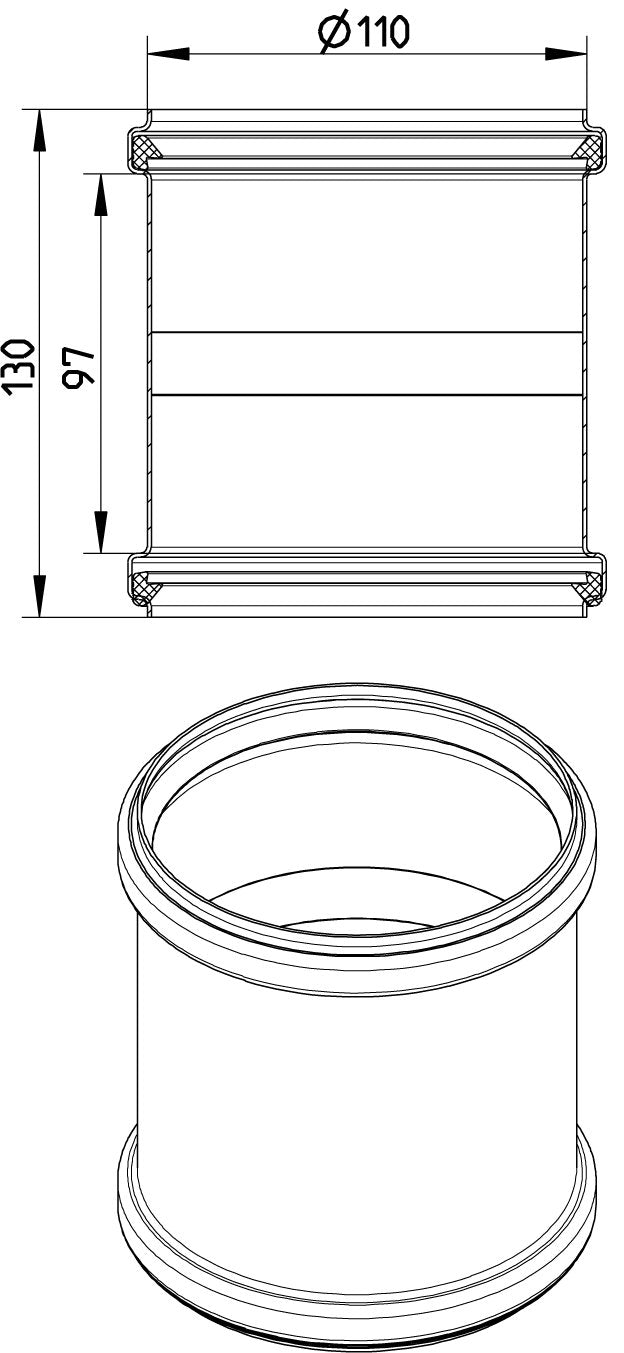 SKYDEMUFFE 110 MM AISI316L