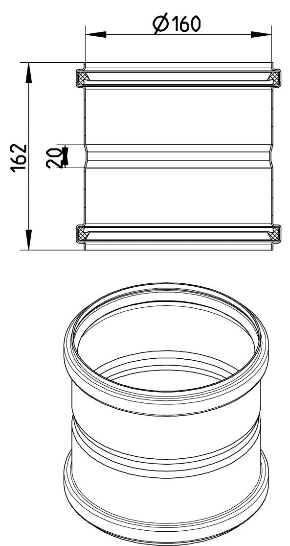 dobbelt stikmuffe, ø160mm