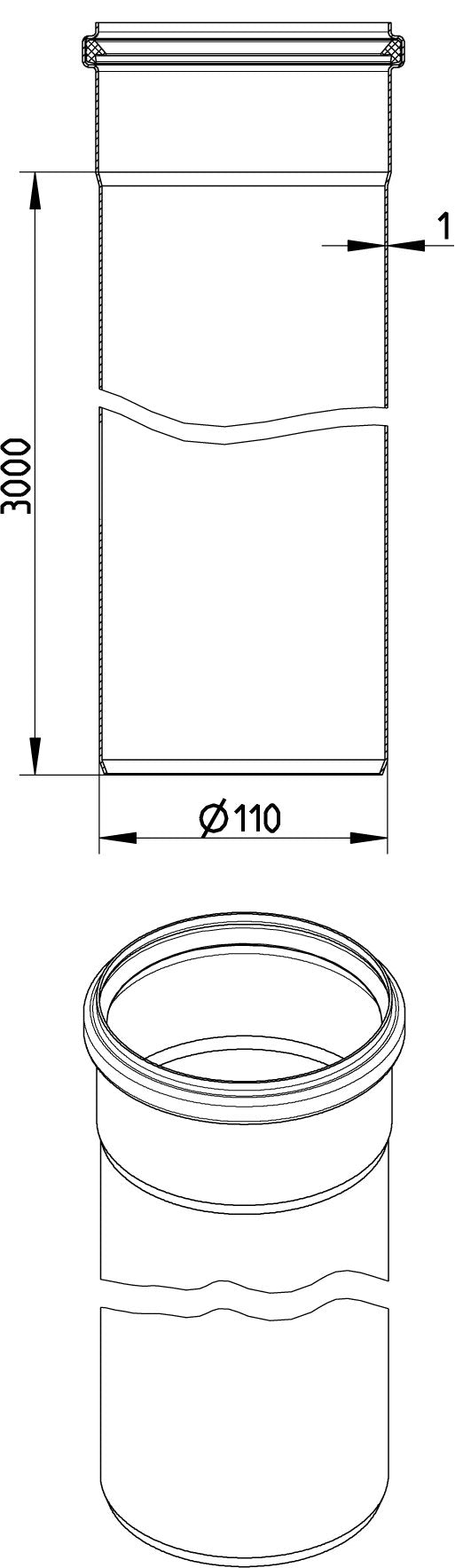 Ø 110 x 3000 mm Rør rustfri AISI304/EN1.4301 BLÜCHER