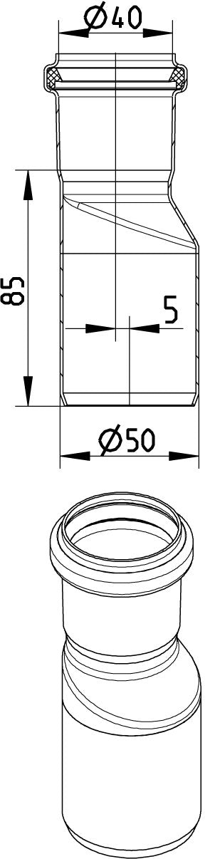 50 x 40 mm Overgang excentrisk syrefast AISI316L BLÜCHER