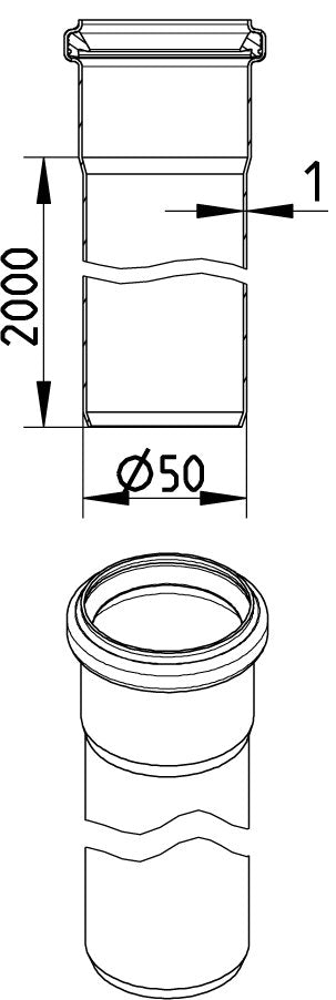 LIGE RØR Ø50X2000MM AISI304/EN1.4301