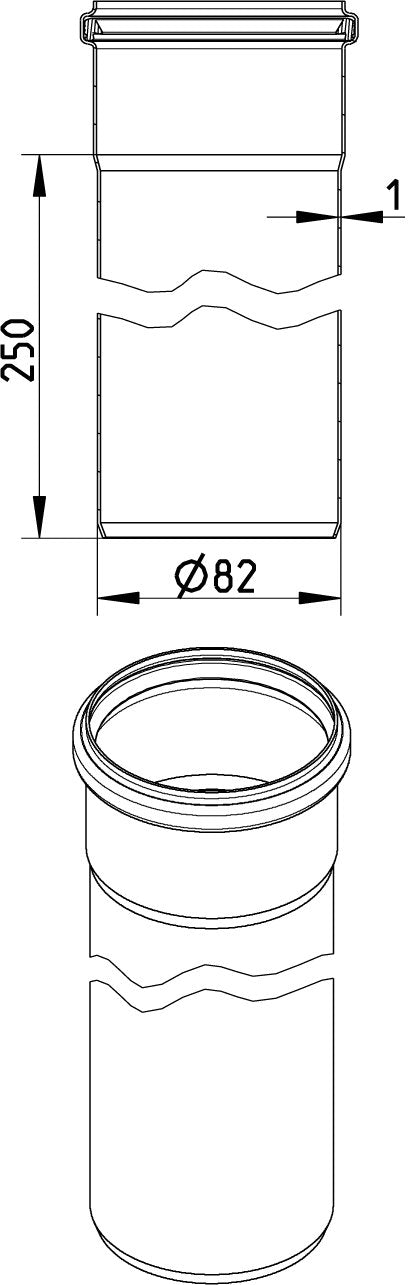 Ø 82 x 250 mm Rør rustfri AISI304/EN1.4301 BLÜCHER