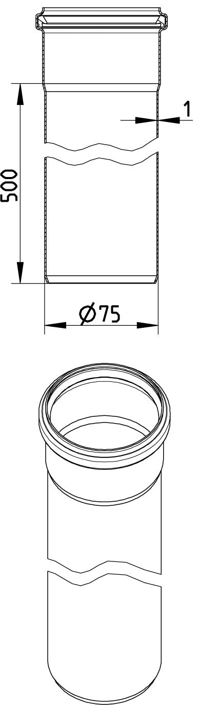 Ø 75 x 500 mm Rør syrefast AISI316L/EN1.4404 BLÜCHER