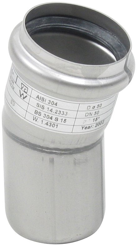 BØJNING 15 GRADER Ø50MM AISI304