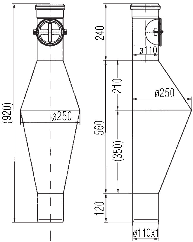 ACO 110 mm rustfri, syrefast rottestop, AISI316