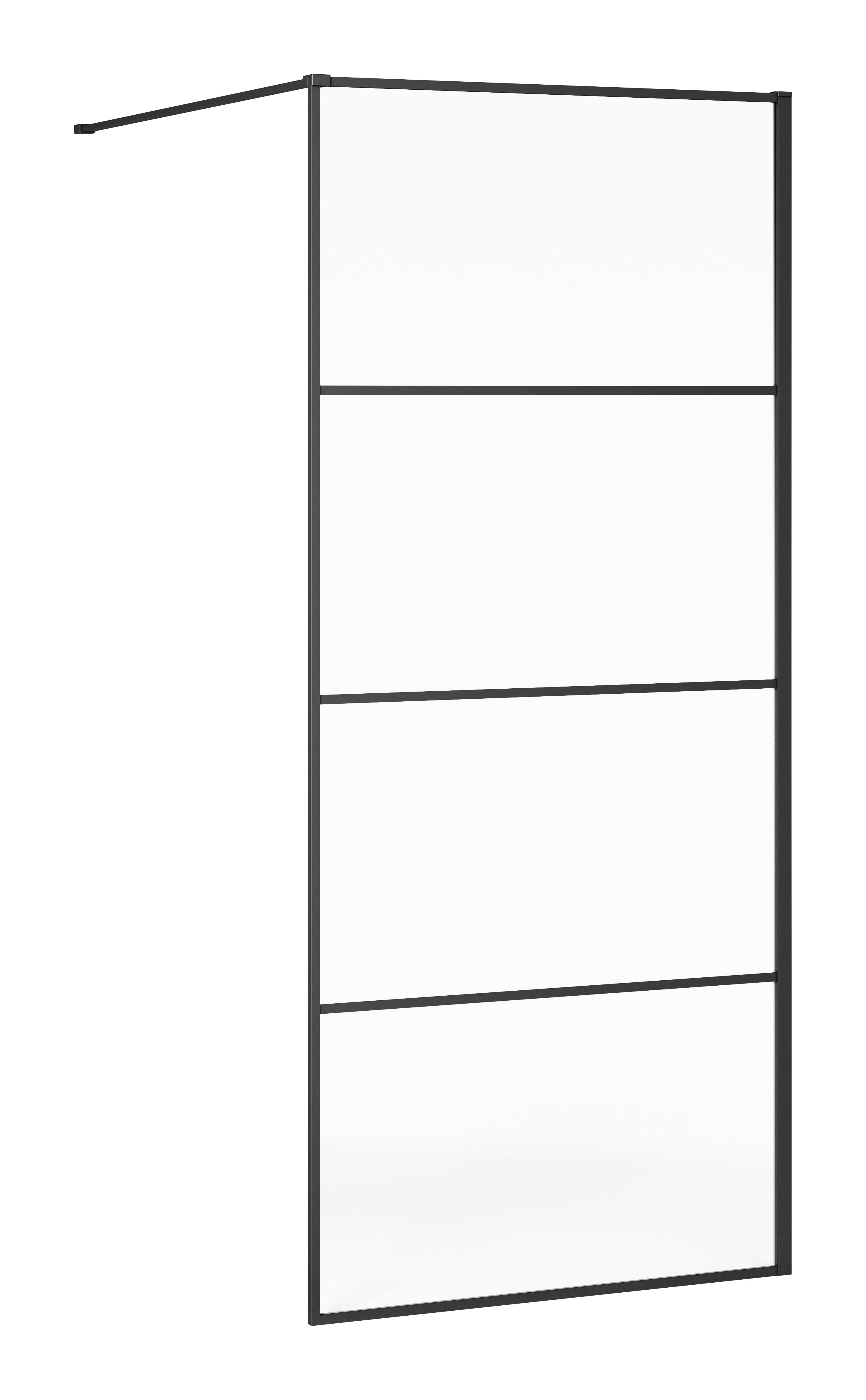 Gustavsberg Square sort brusevæg 80cm med sorte profiler