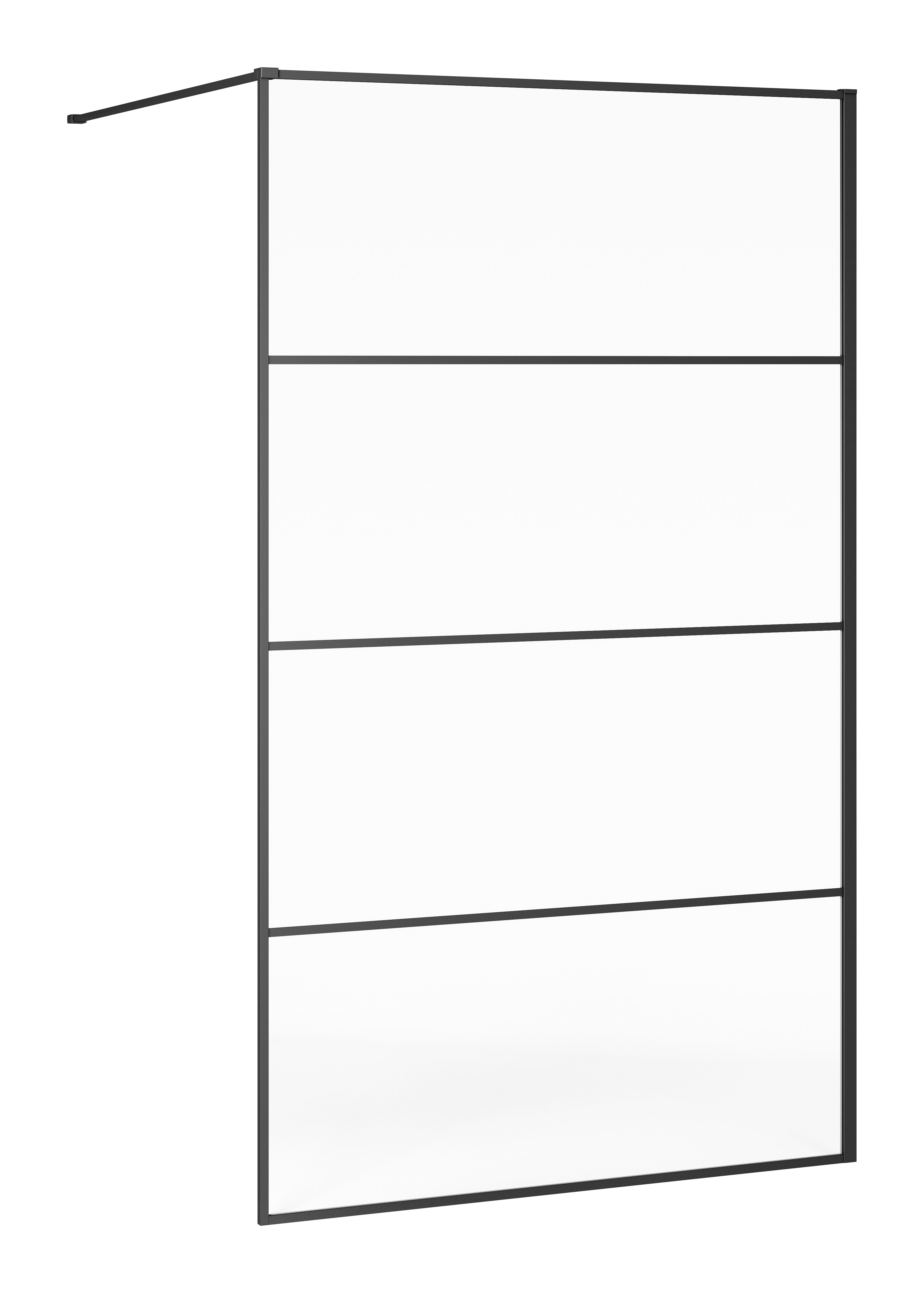 Gustavsberg Square sort brusevæg 120 cm med sorte profiler