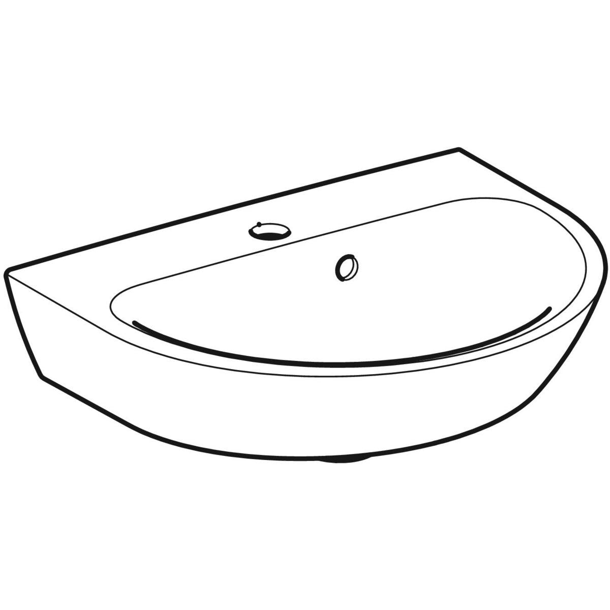 GEBERIT håndvask 500x400x173mm hh midt m/overl  porcelæn  white