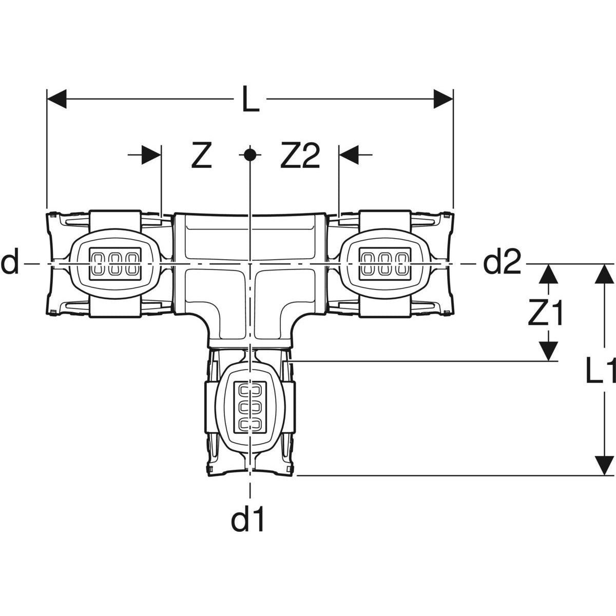 FLOWFIT tee 25x20x25mm PPSU sort