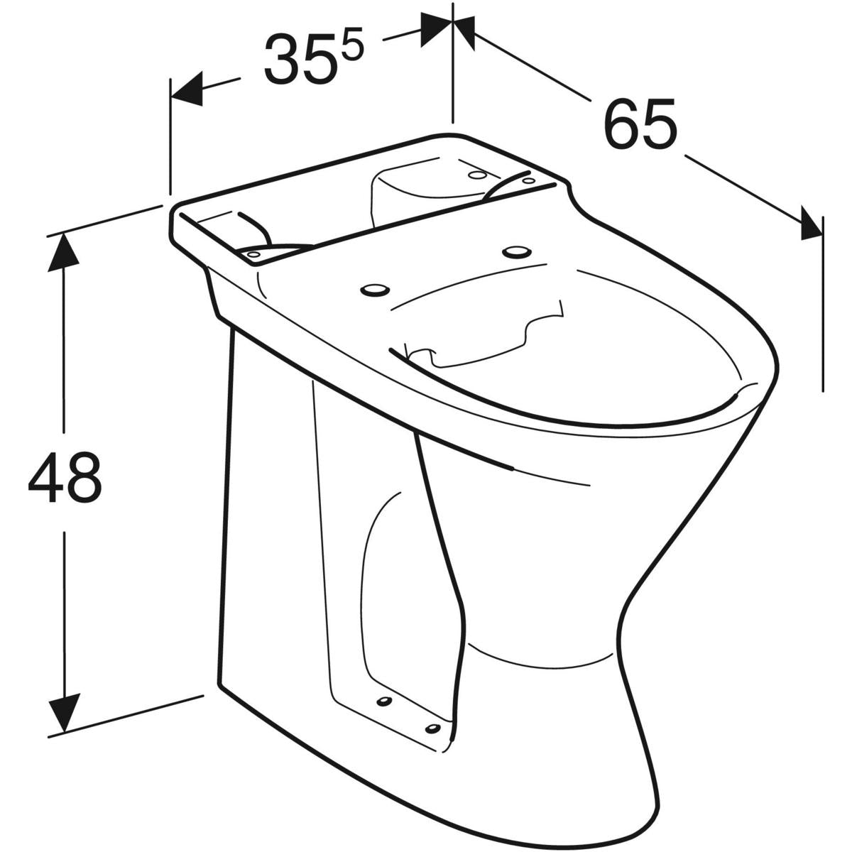 IFÖ toiletskål 650x355x480mm  skjult S-lås/høj porcelæn IföClean