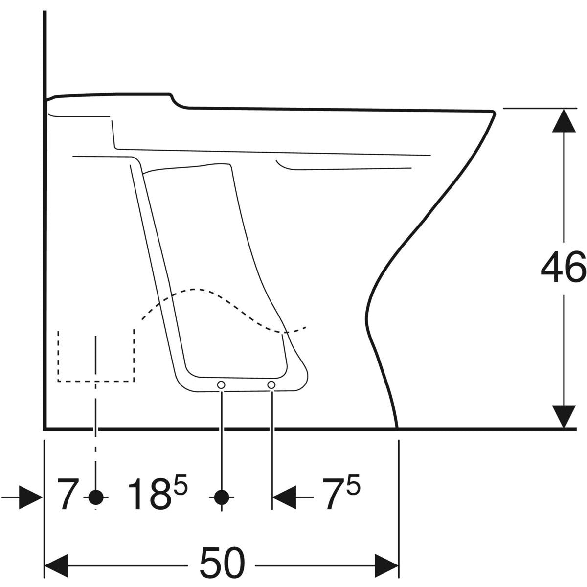 IFÖ toiletskål 650x355x480mm  skjult S-lås/høj porcelæn IföClean
