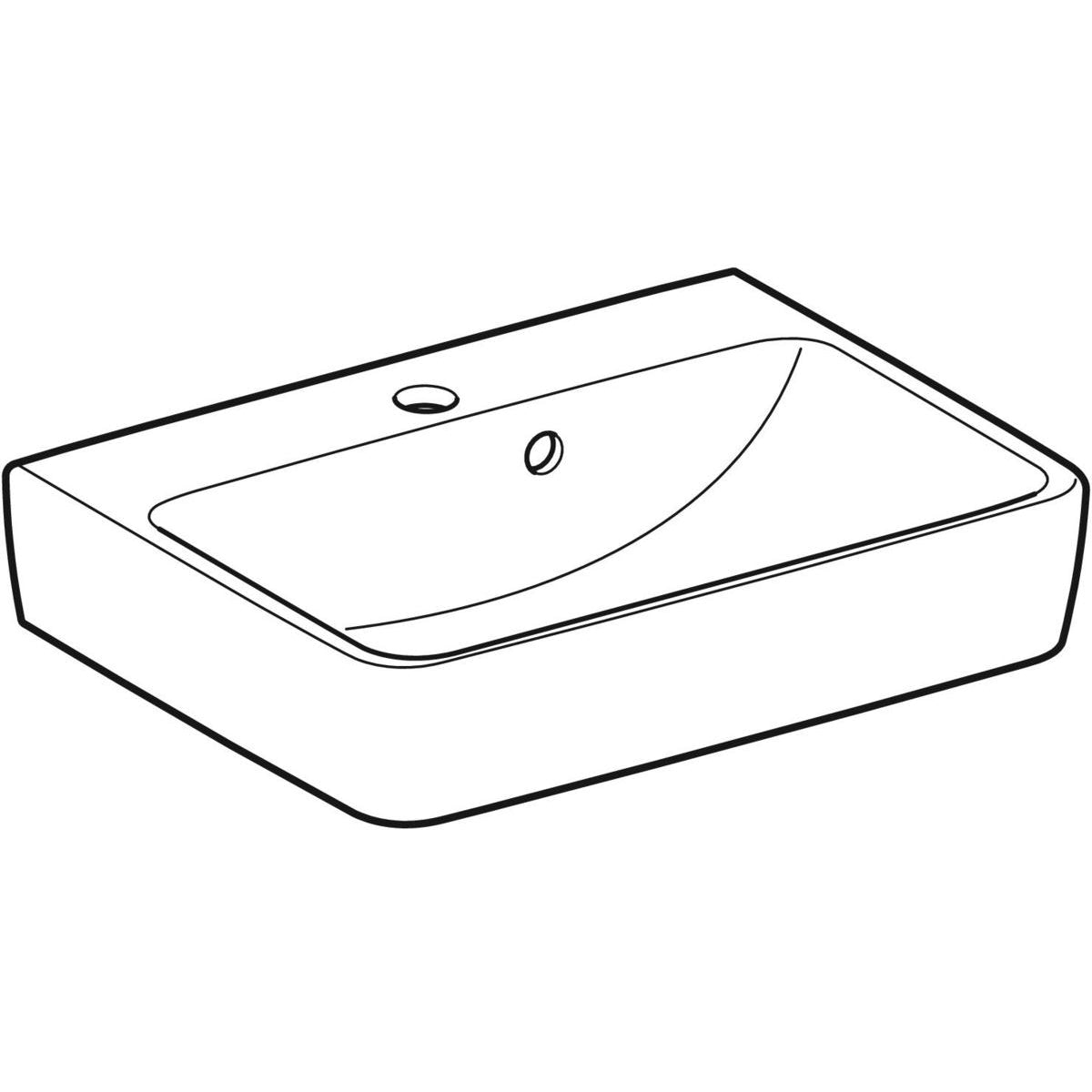 GEBERIT håndvask 500x380x165mm hh midt m/overl  porcelæn  white