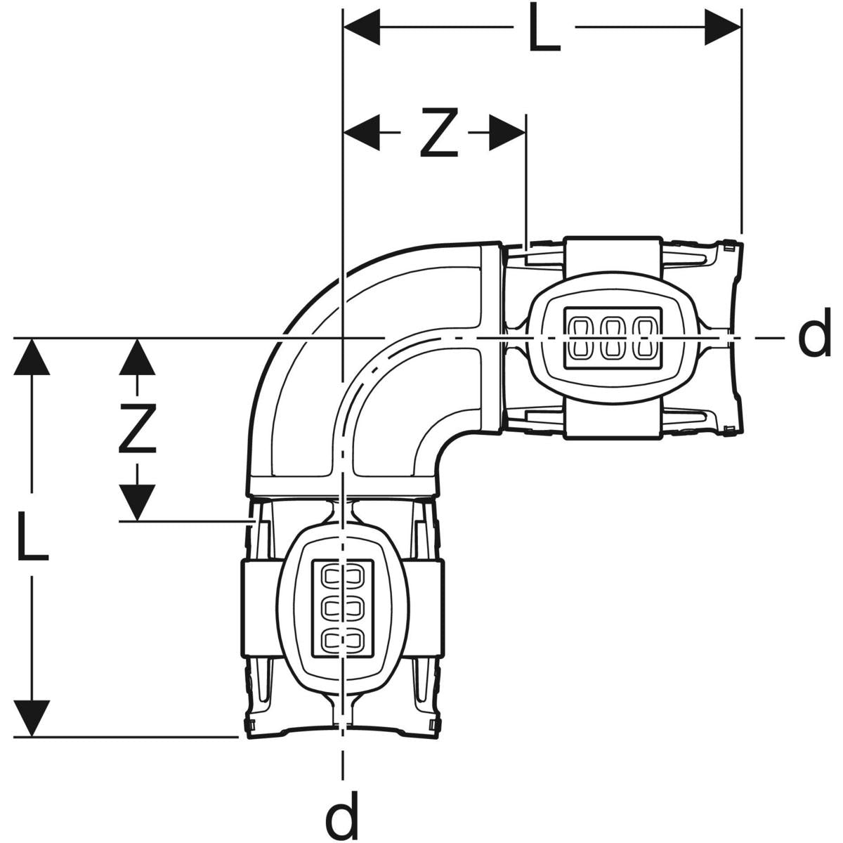 FLOWFIT bøjning 90° 63mm PPSU sort
