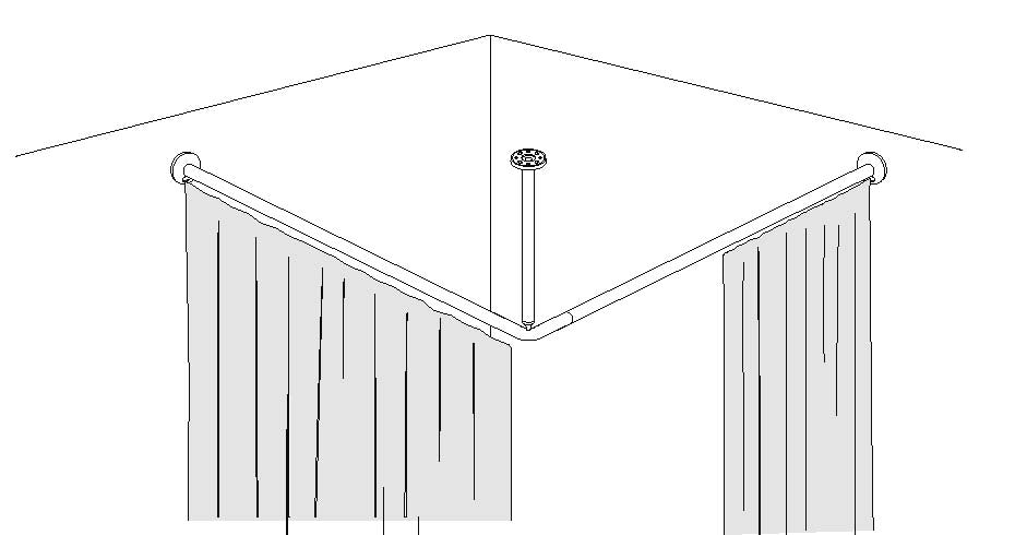 Bruseforhængsstang m/ringe, 120x120 cm, hvid