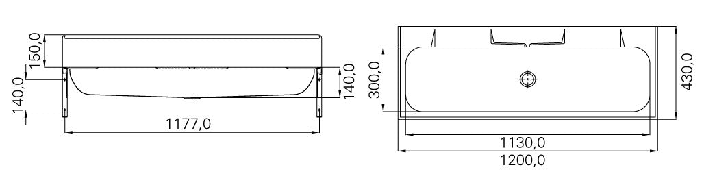 Intra Juvel P120V vaskerende 1200 mm med bagplade