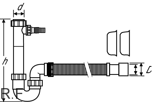 VANDLÅS 1½" X 40/50 MM FLEKSIBEL SLANGE