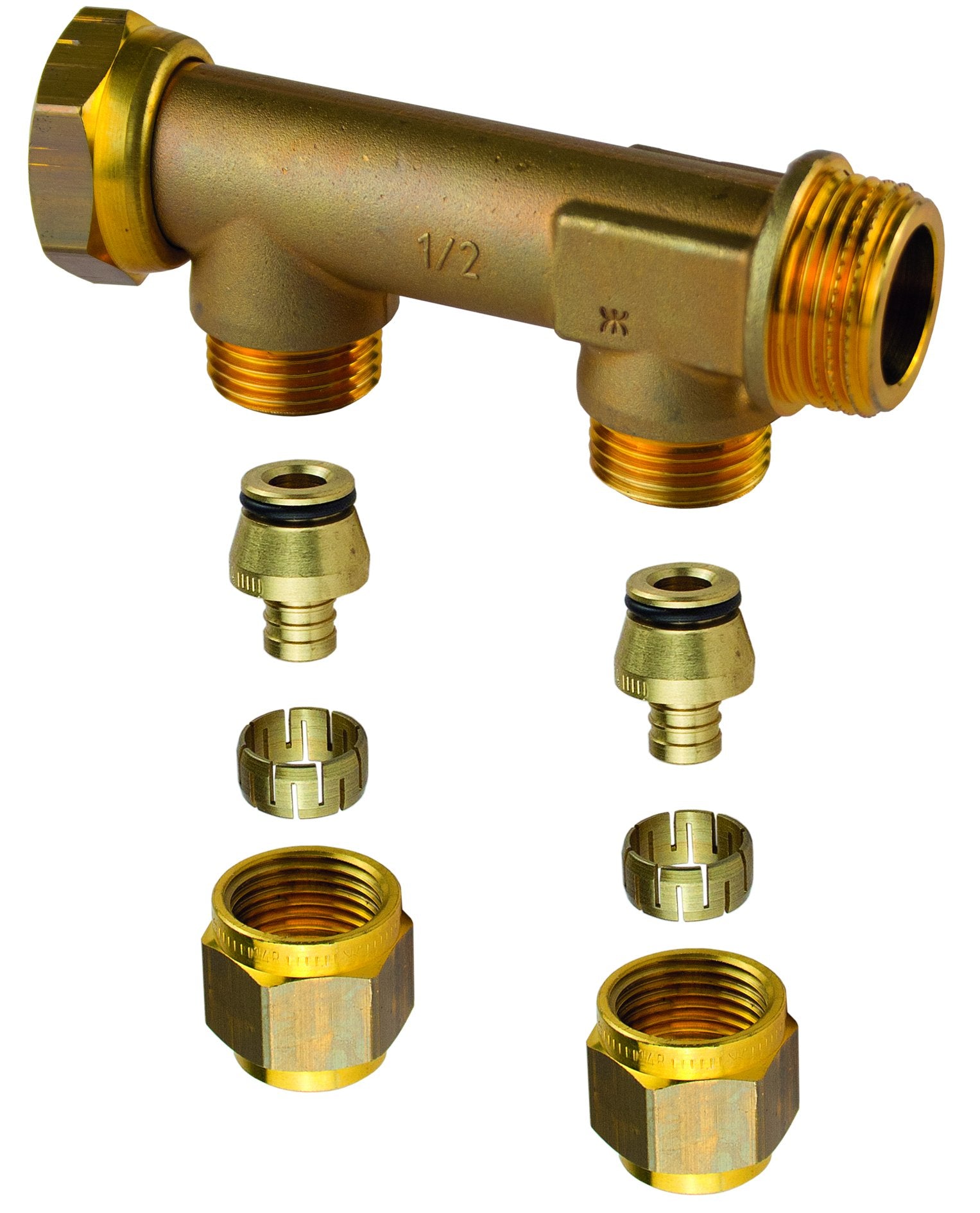 Uponor Aqua PLUS fordelerrør WTR PEX DR 3/4"MT/SN 2X15 c/c50mm