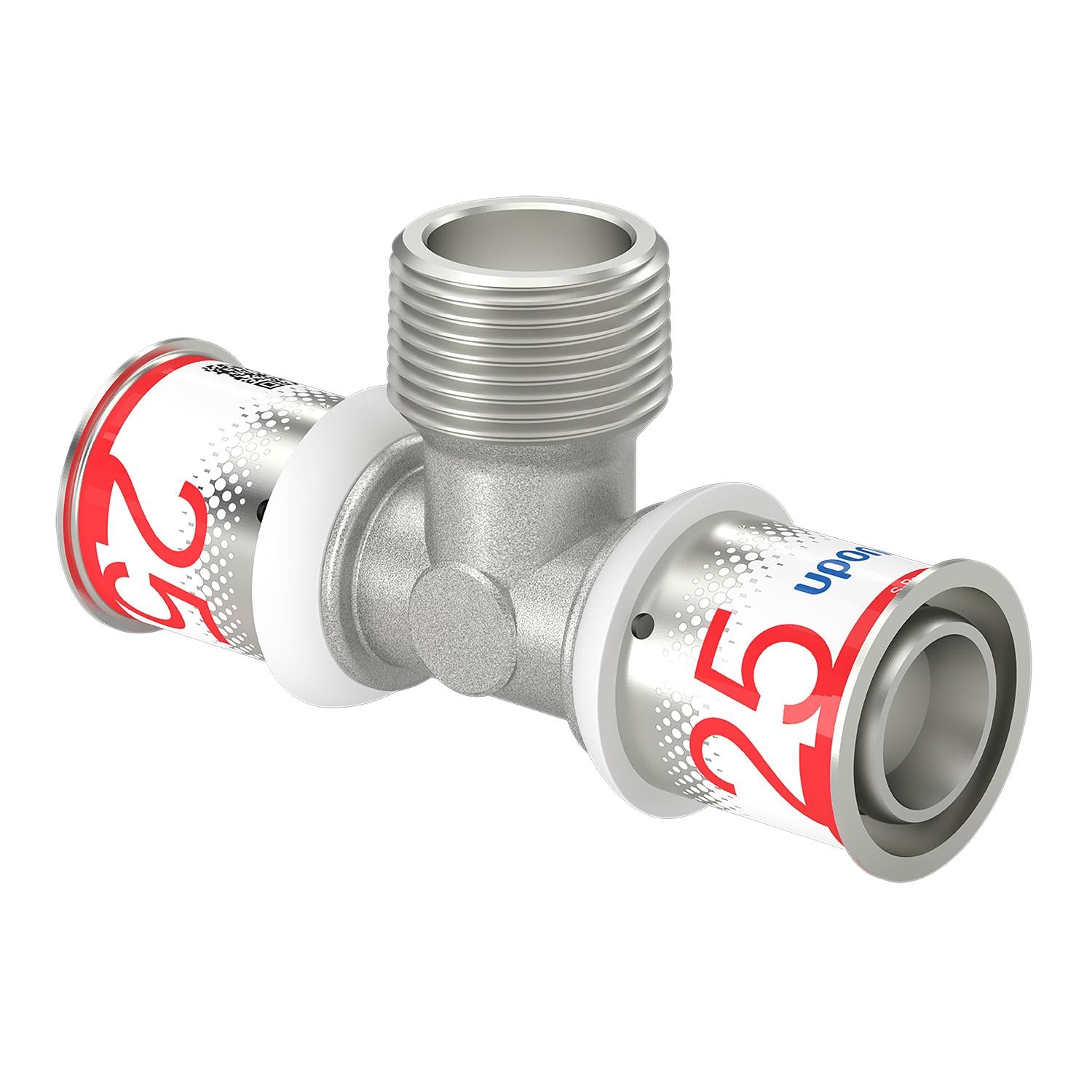 Uponor S-Press tee reduceret m/nippel 25-R3/4"MT-25