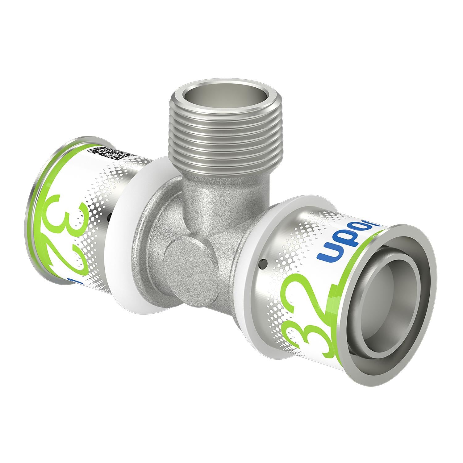 Uponor S-Press tee reduceret m/nippel 32-R3/4"MT-32