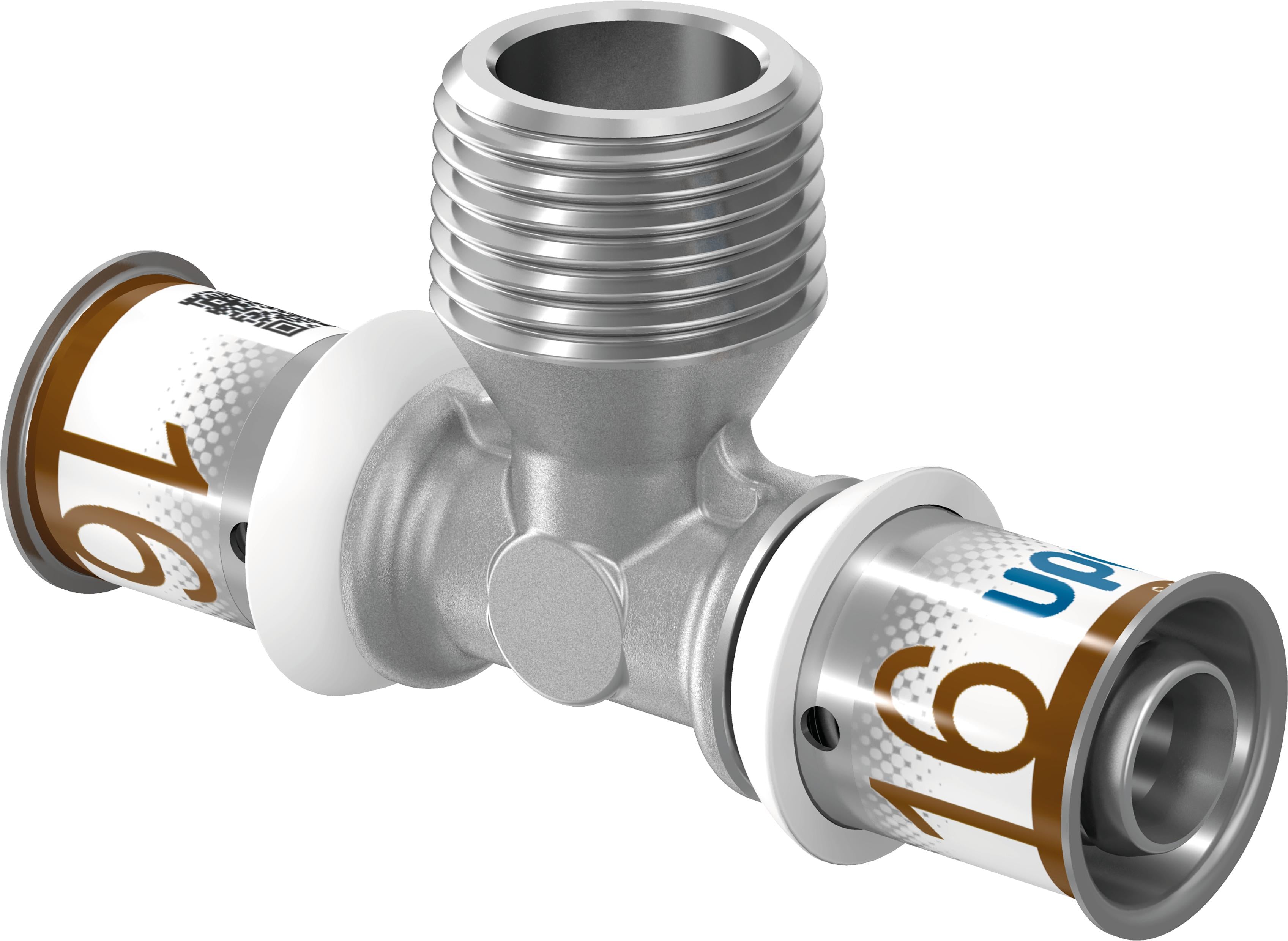 Uponor S-Press tee reduceret m/nippel 16-R1/2"MT-16