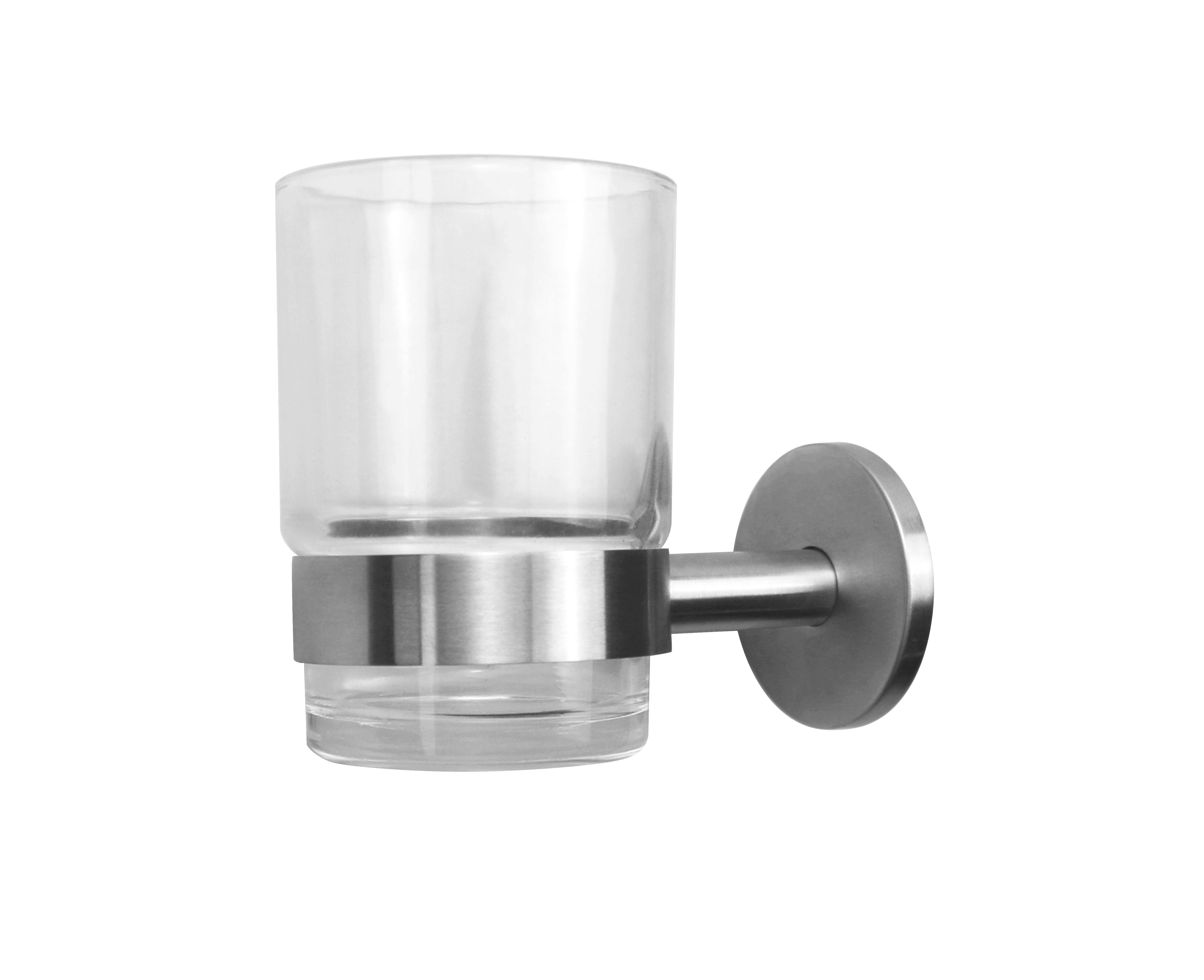 Glasholder med Glas , matbørstet rustfrit stål