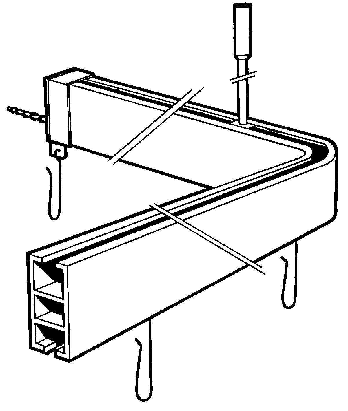 Profil5001 15x30mm badeforhængstang 90x90cm sølv m.loftstøtte mm