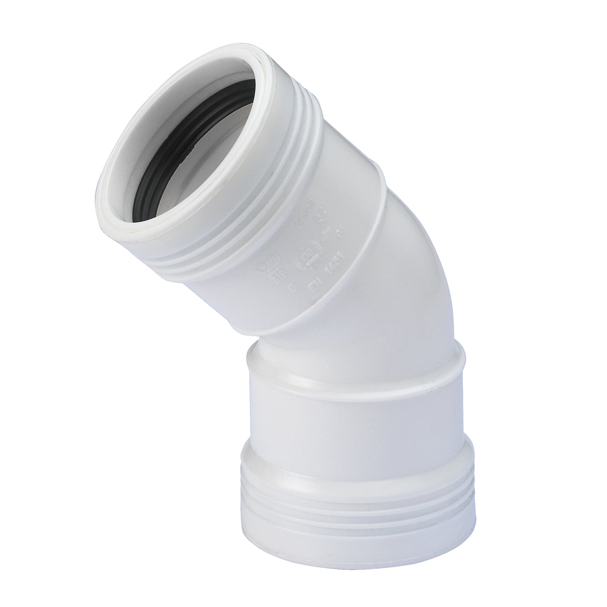 Wavin Ø50mm x 45° Bøjning muf/muf/, PP hvid