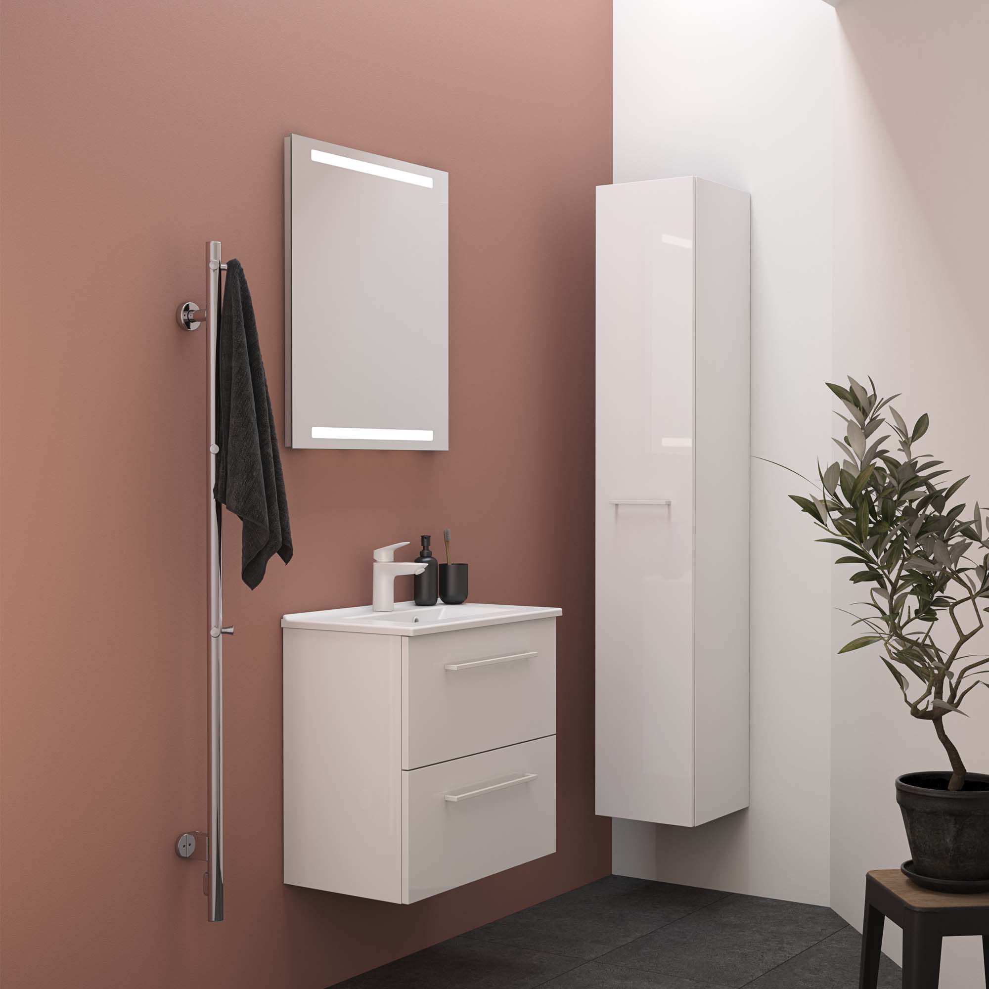 Dansani Mido Spejl 70x60 cm med integreret LED lys i top / bund