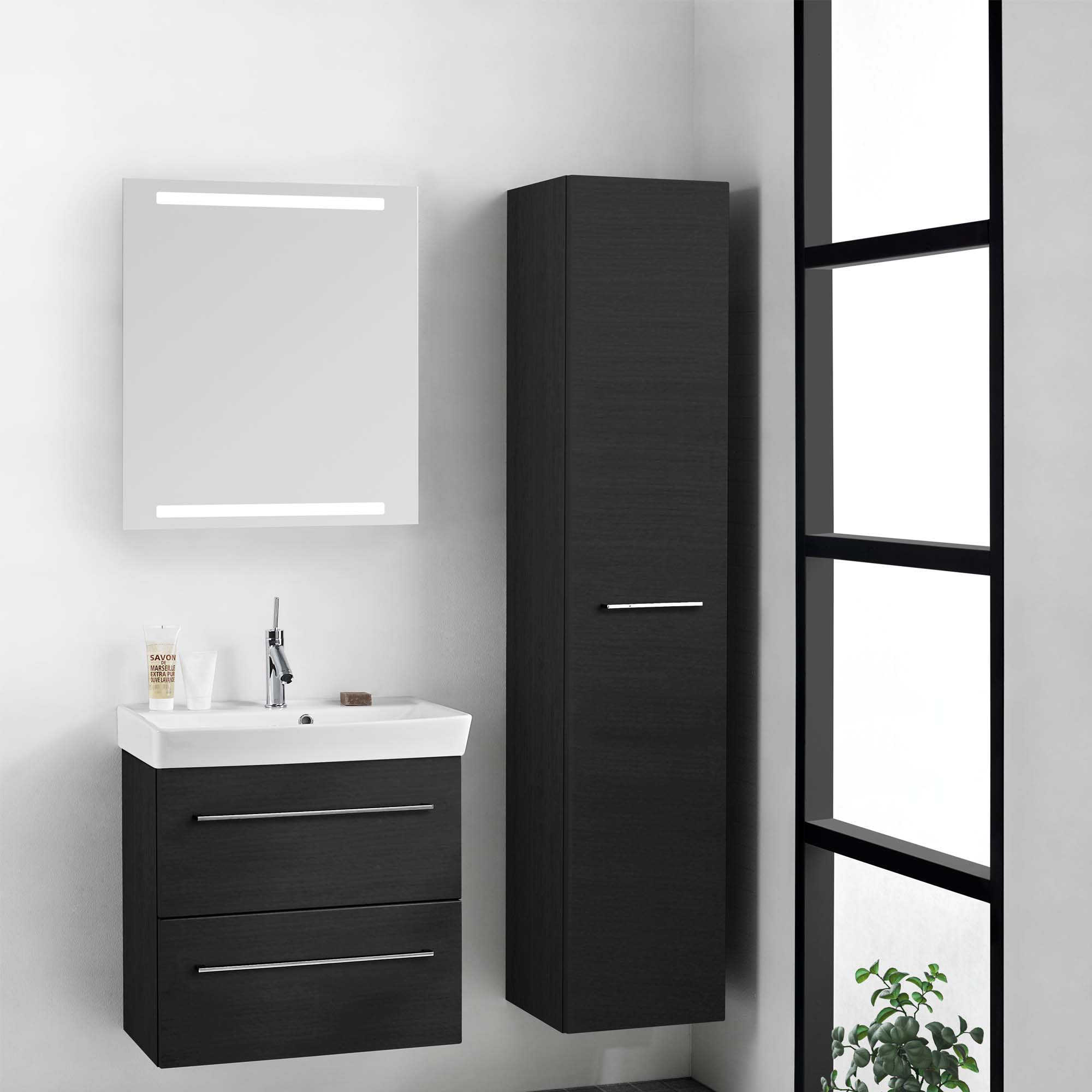 Dansani Mido Spejl 70x60 cm med integreret LED lys i top / bund