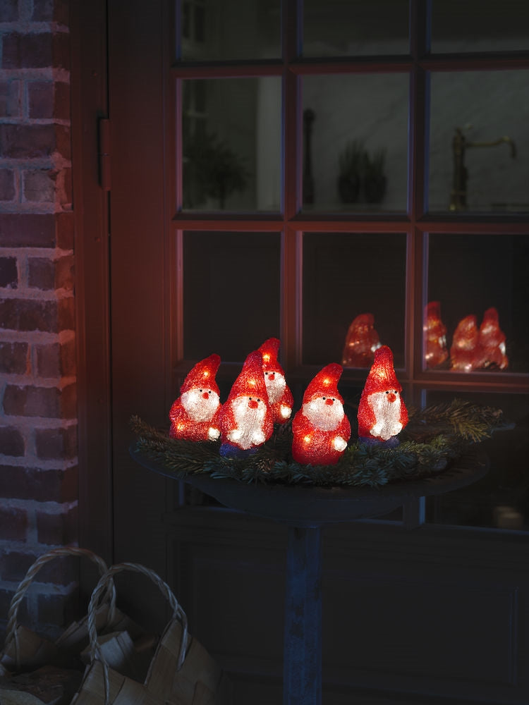 Små Julemænd akryl 5 stk 40 varmhvide LED 24V/IP44